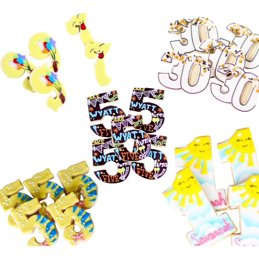 Themed Birthday Number and Letter Cookies
