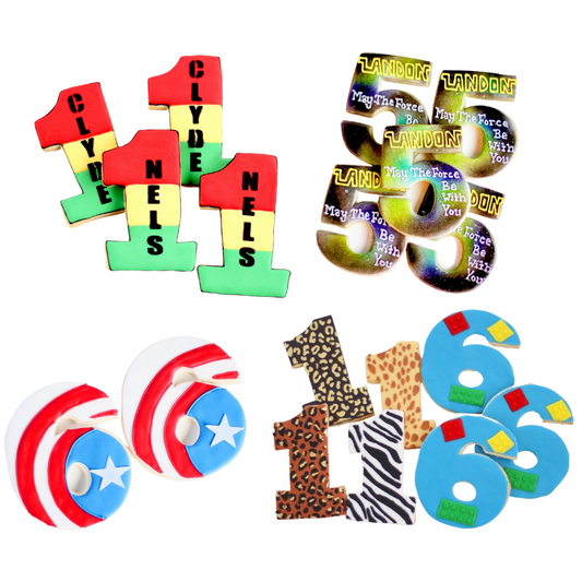 Themed Birthday Number and Letter Cookies