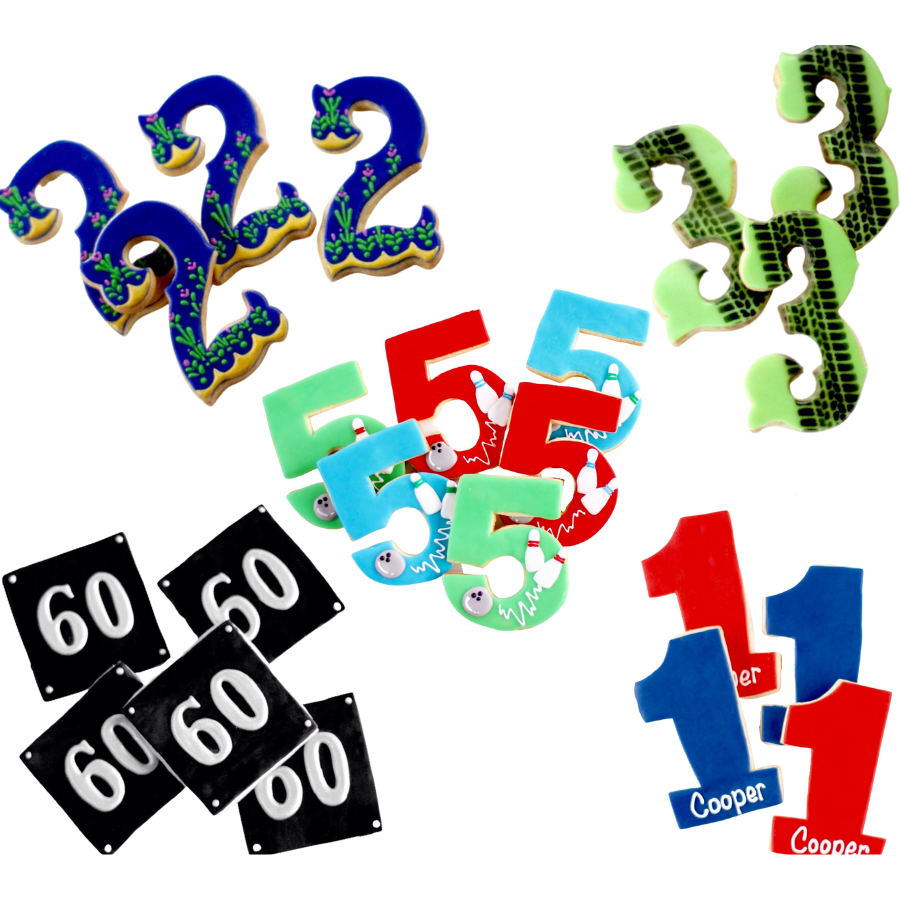 Themed Birthday Number and Letter Cookies