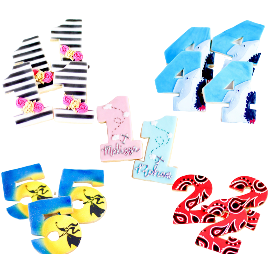 Themed Birthday Number and Letter Cookies