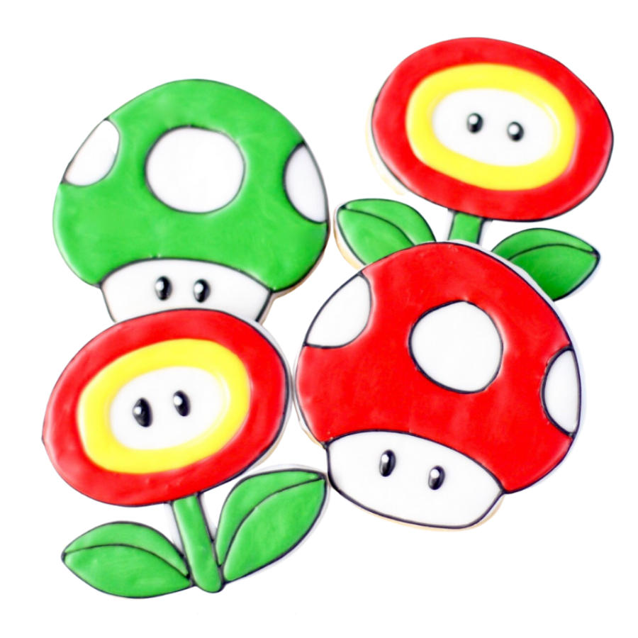 Mario Mushroom and Flower Cookie Set