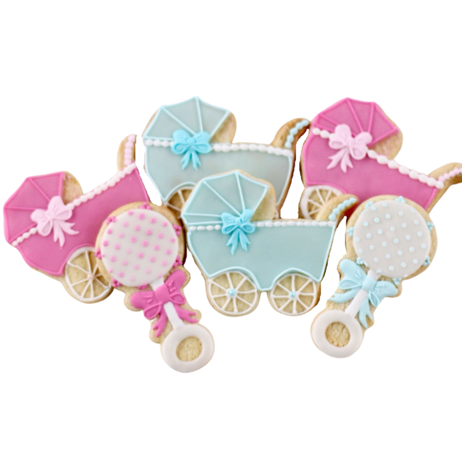 Baby Stroller and Rattle Cookie Set