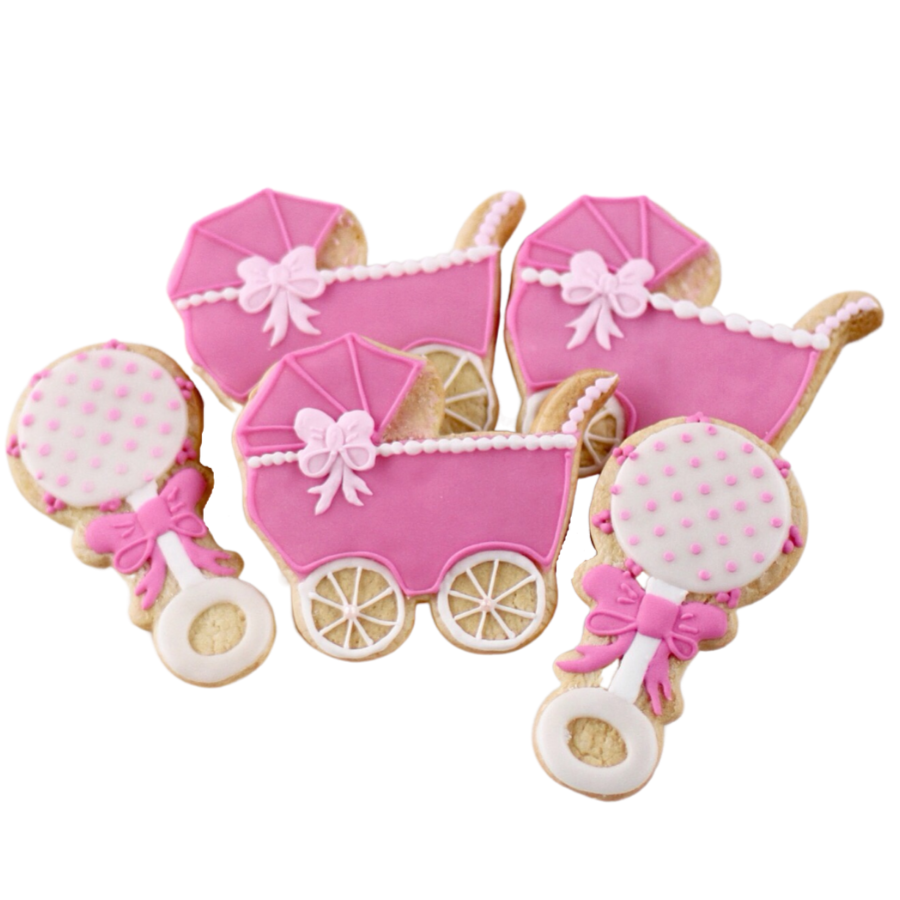 Baby Stroller and Rattle Cookie Set