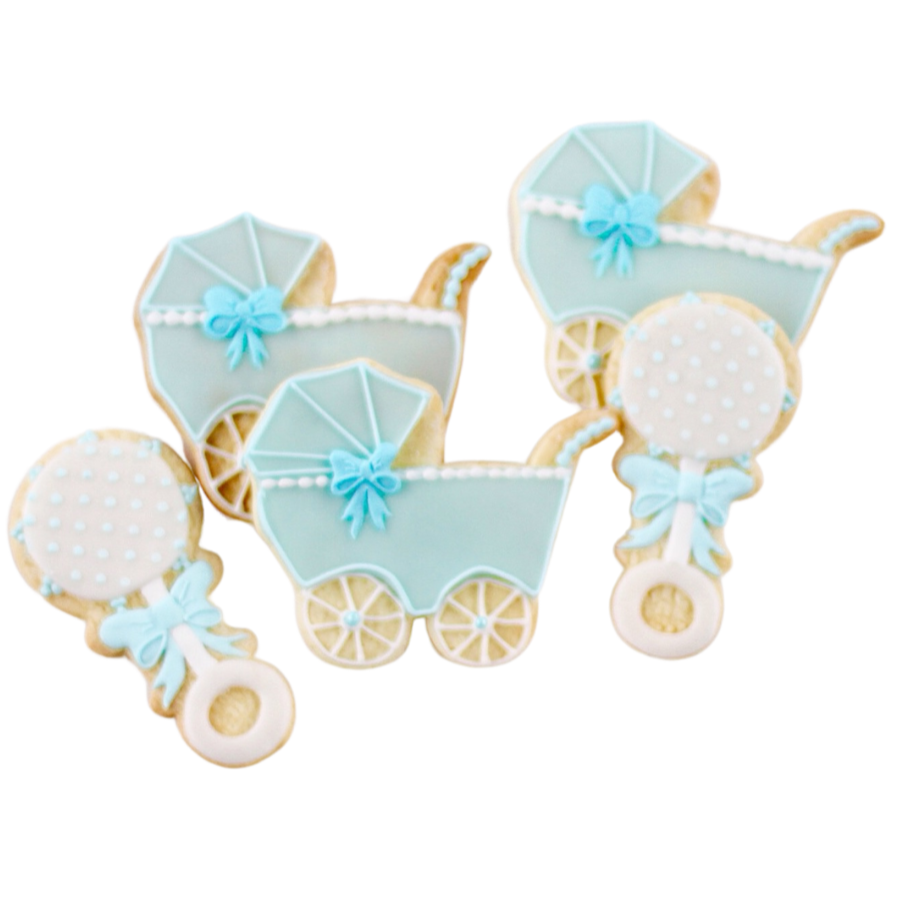 Baby Stroller and Rattle Cookie Set