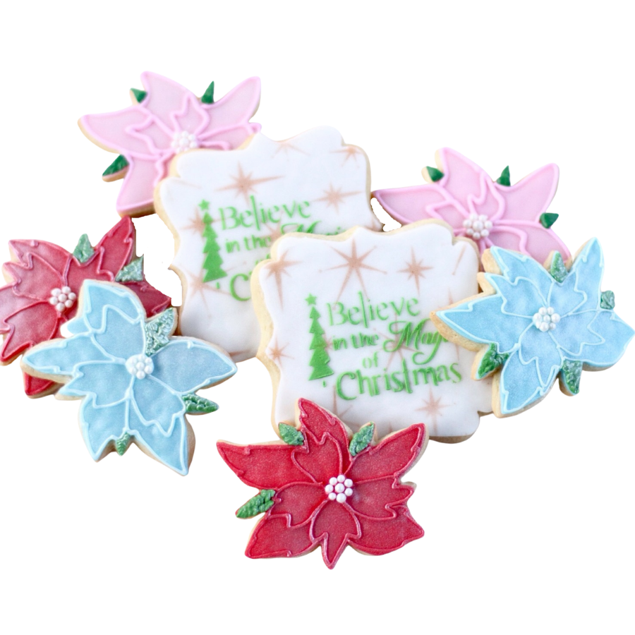 Christmas Poinsettia Cookie Set