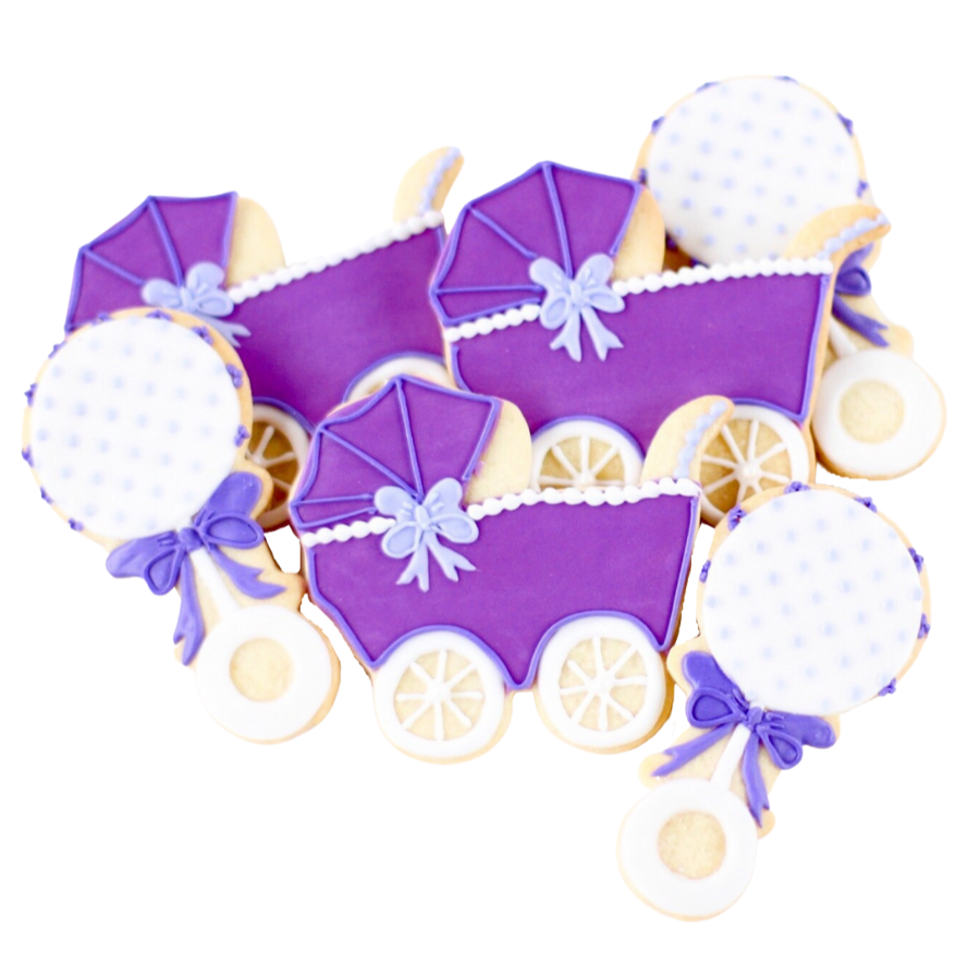 Baby Stroller and Rattle Cookie Set