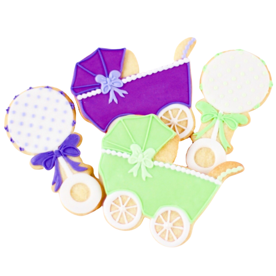 Baby Stroller and Rattle Cookie Set