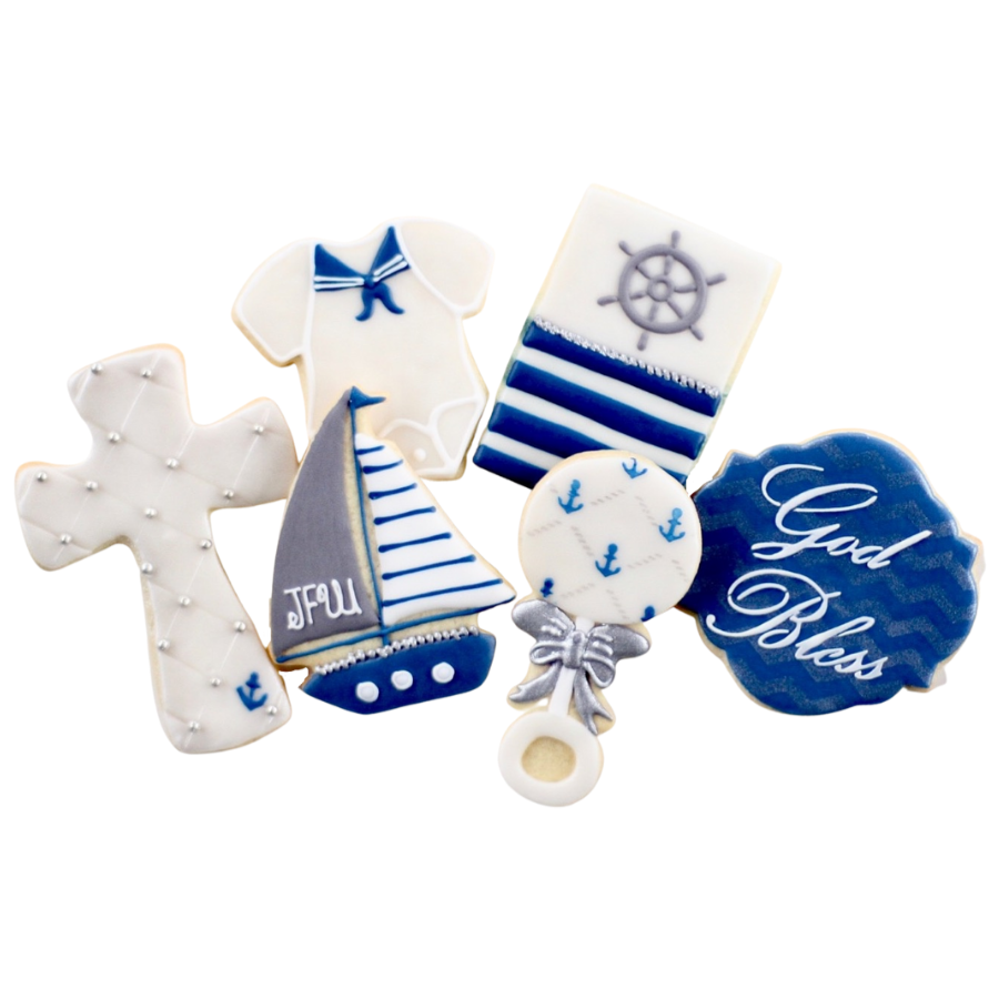 Baptismal Nautical Baby Cookie Set