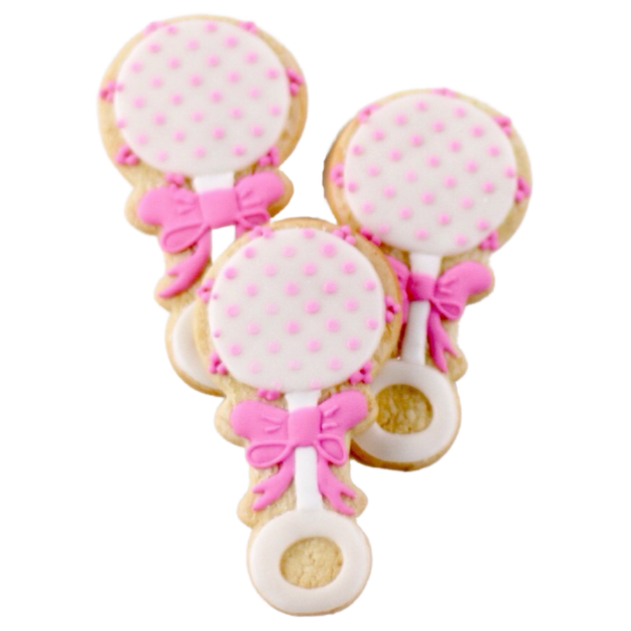 Polka Dot Baby Rattle Cookies