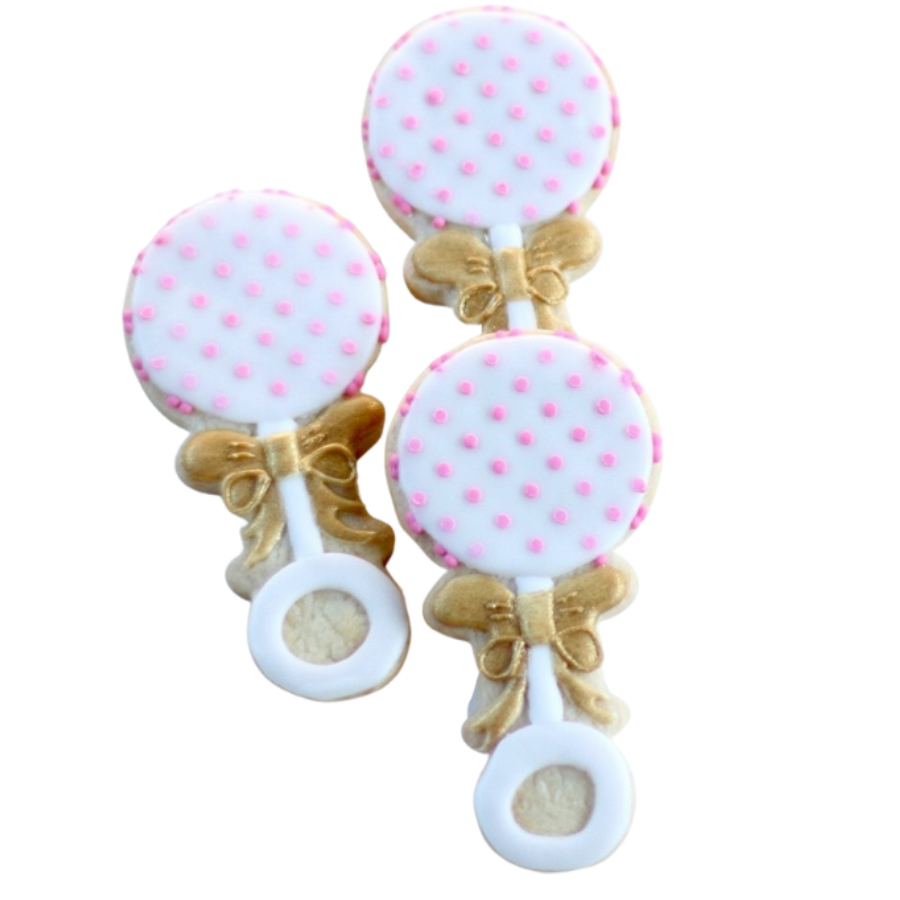 Polka Dot Baby Rattle Cookies