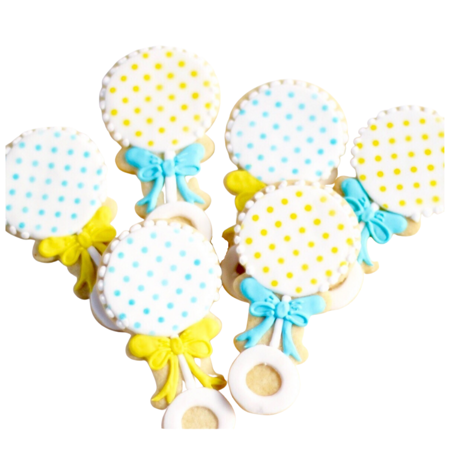 Polka Dot Baby Rattle Cookies