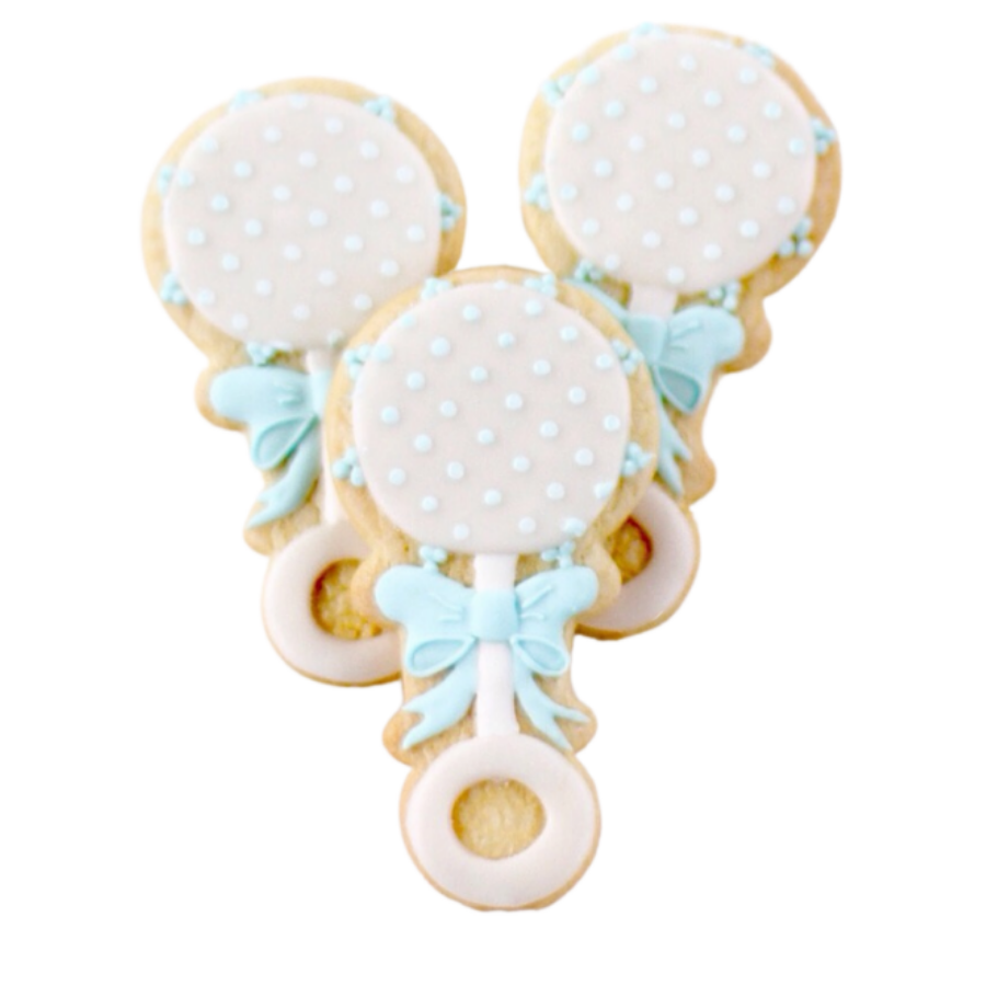 Polka Dot Baby Rattle Cookies