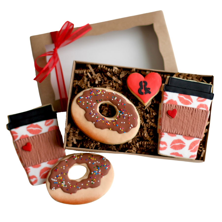3 Pc. “We Go Together Like” Coffee and Donuts Cookie Gift Box Set