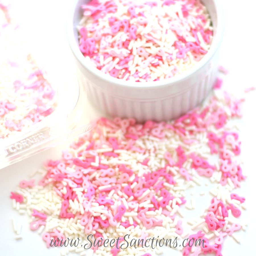 Breast Cancer Sprinkles for Dessert, Cake and Cupcake Confetti Toppers