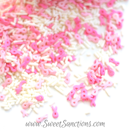 Breast Cancer Sprinkles for Dessert, Cake and Cupcake Confetti Toppers