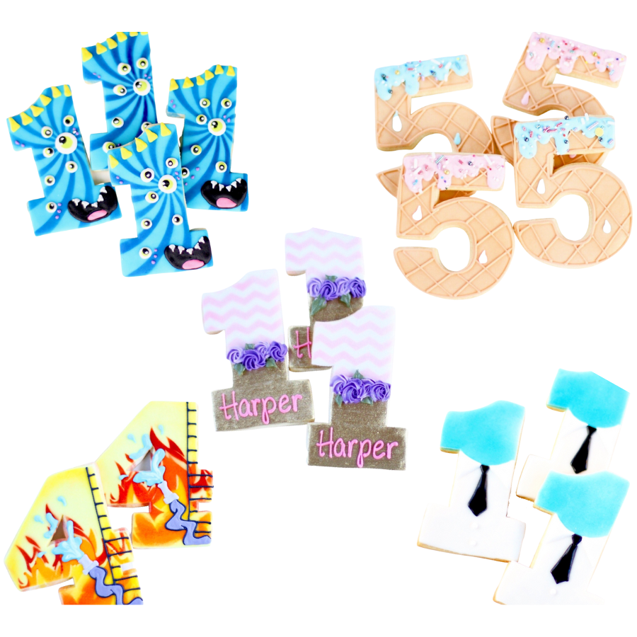 Themed Birthday Number and Letter Cookies
