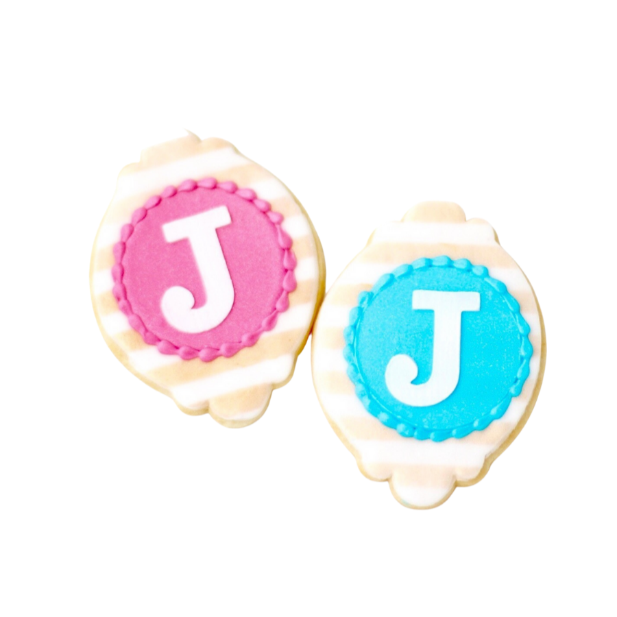 Gold/Silver Striped Initial Plaque Cookies