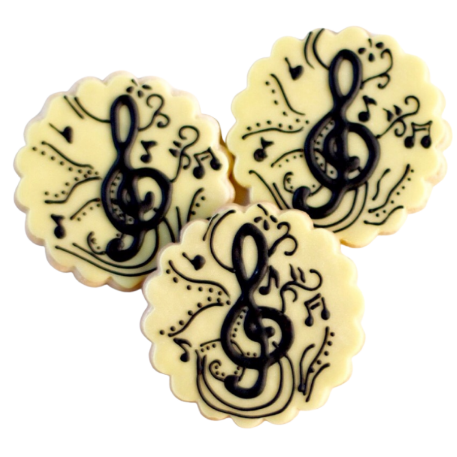 Whimsical Treble Clef Music Note Cookies