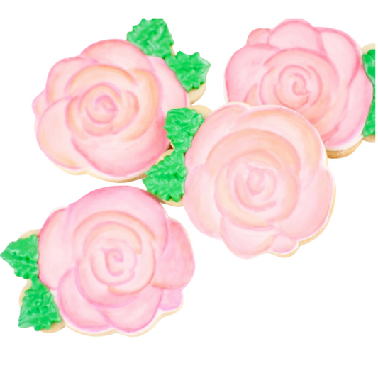 Watercolor Rose Cookies