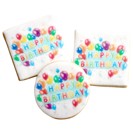 Happy Birthday Balloon Printed Cookies