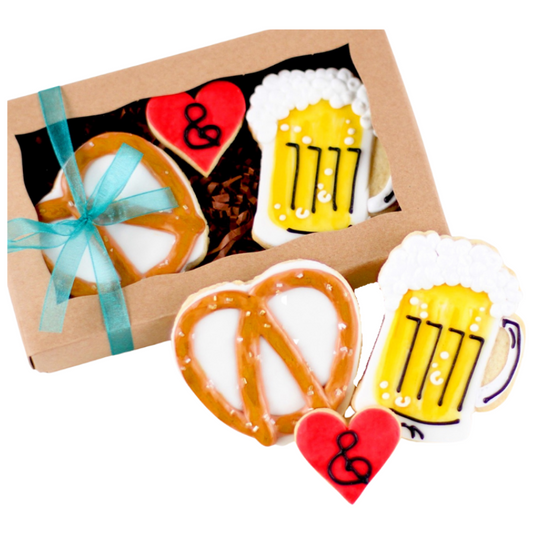 3 Pc. “We Go Together Like” Beer and Pretzels Cookie Gift Box Set