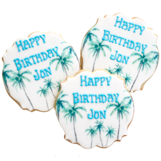 Tropical Palm Birthday Cookies
