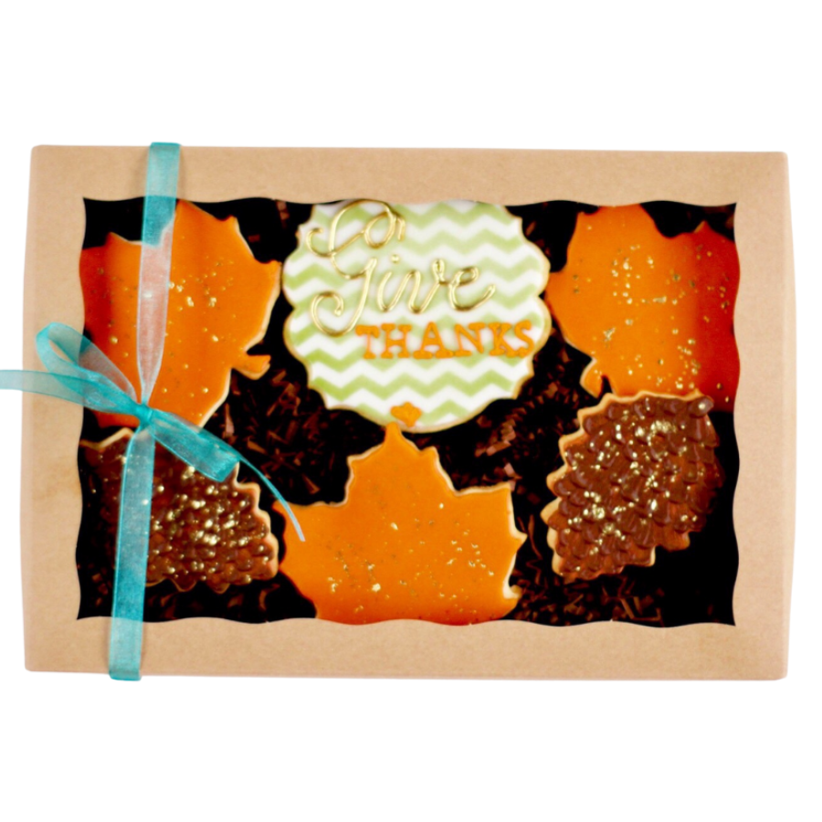 6 Ct. “Give Thanks” Fall Leaf Cookie Gift Box Set