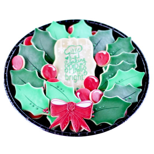 Baking Spirits Bright Holly Wreath Cookie Set
