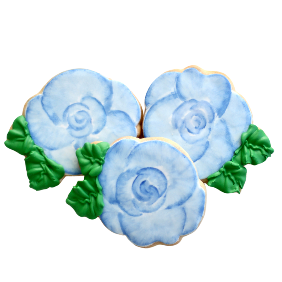 Watercolor Rose Cookies